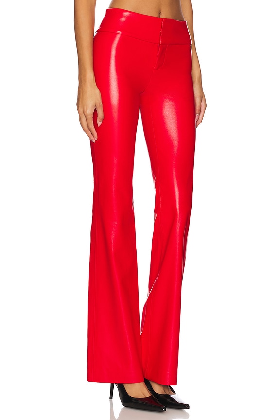 view 2 of 6 Olivia Vegan Leather Side Slits Pant in Bright Ruby