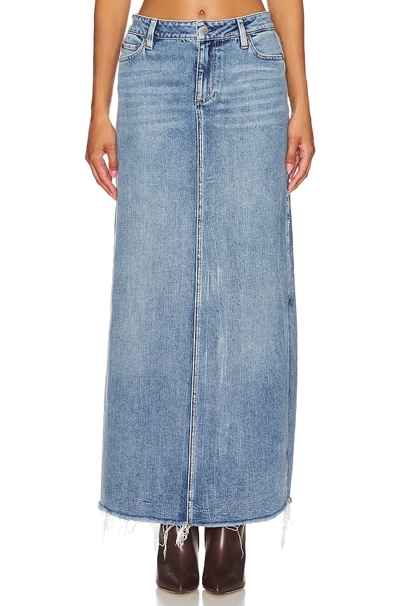 view 2 of 6 Marissa High Rise Midi Skirt With Side Slit in Brooklyn Blue