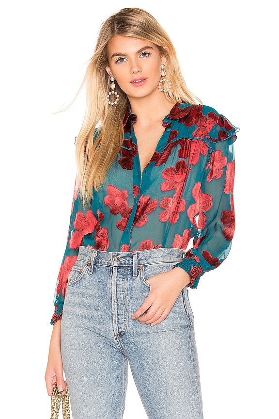 view 1 of 4 ZIGGY 블라우스 in Daisy Teal & Cherry