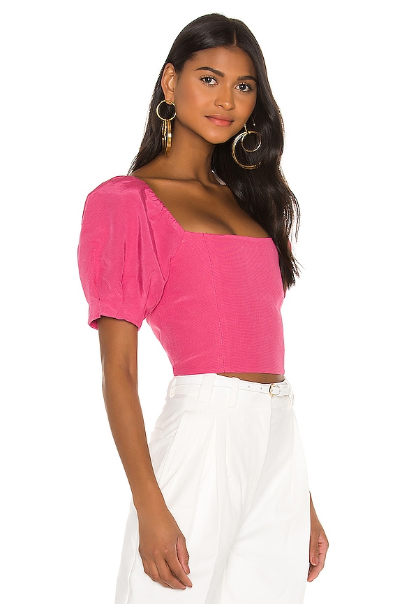 view 2 of 4 Joslyn Puff Sleeve Cropped Top in Wild Pink