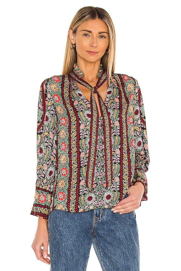 view 2 of 5 Reilly Ruffle Collar Blouse in Flower Pot Black Multi