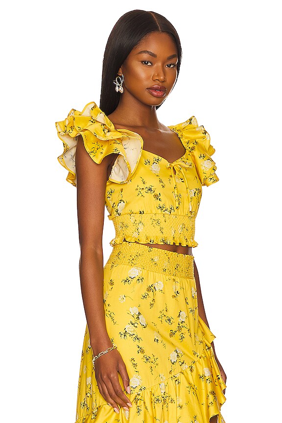 view 2 of 4 Shanae Ruffle Sleeve Tie Top in Escape Ditsy Sunbeam