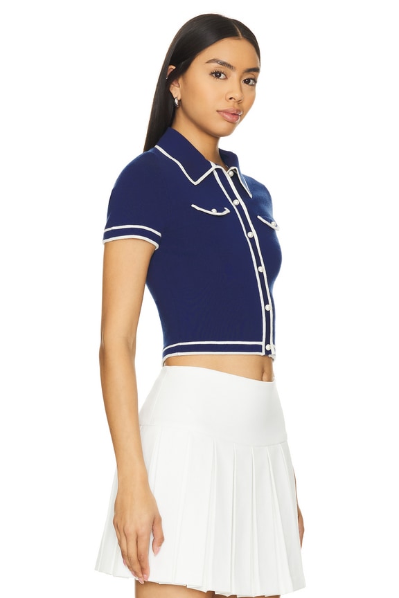 view 2 of 4 Marlena Polo in Indigo & Ecru