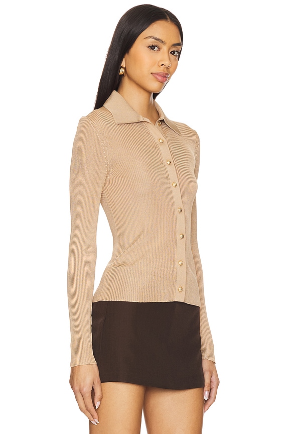 view 2 of 4 Nealie Ribbed Polo in Tan