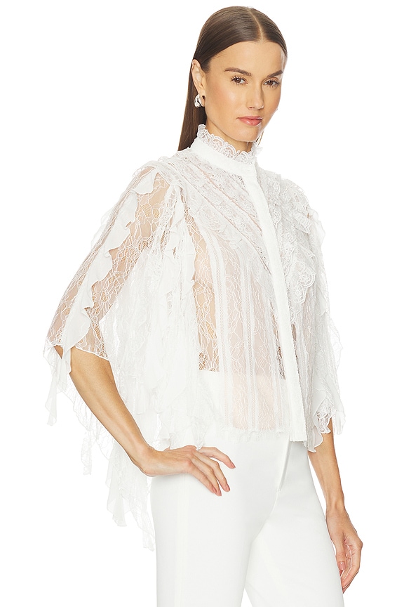 view 2 of 4 Rheba Lace Ruffle Sleeve Top in Off White