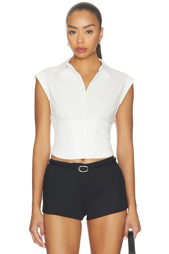 view 1 of 4 Kim Paneled Corset Fitted Top in Off White