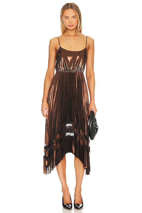 view 2 of 5 Nadia Foil Dress in Pale Cacao