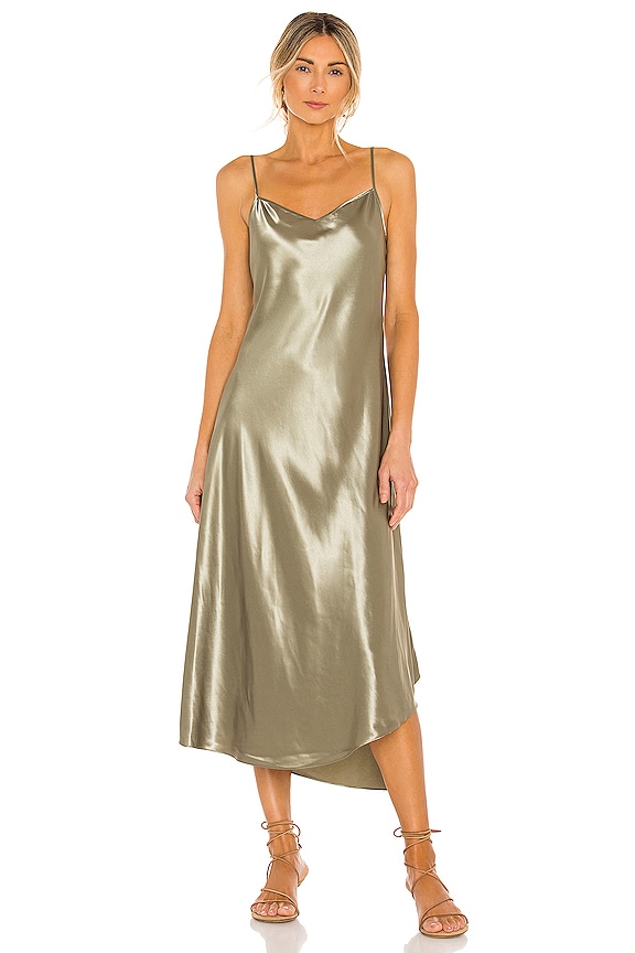 view 2 of 5 VESTIDO MIDI ORRI in Pale Olive & Khaki Green