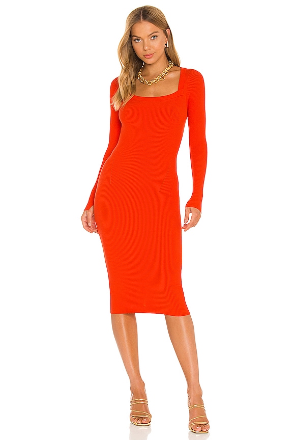 view 1 of 3 Bardi Rib Dress in Flame Red