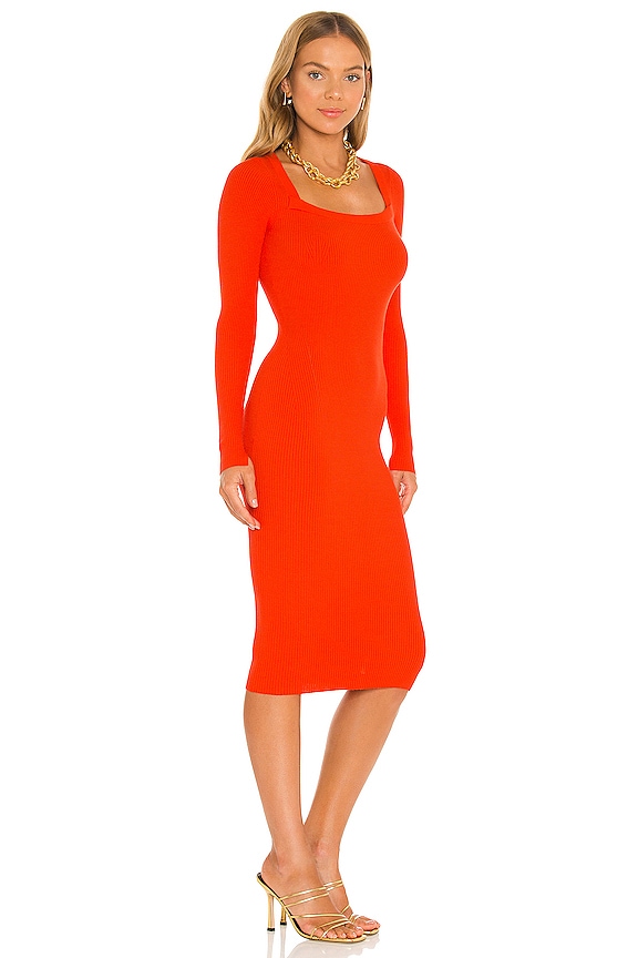 view 2 of 3 Bardi Rib Dress in Flame Red