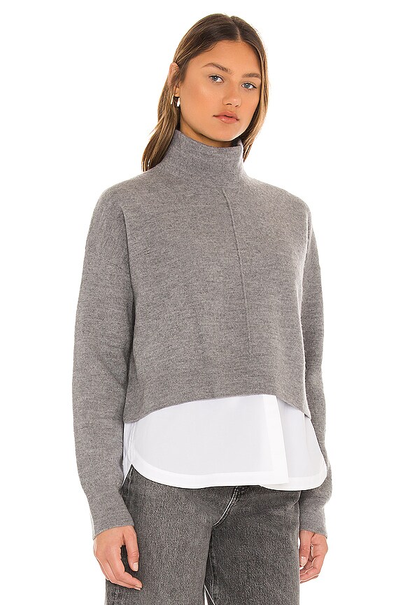 view 2 of 4 LYDIA 셔츠 풀오버 스웨터 in Grey Marl & White
