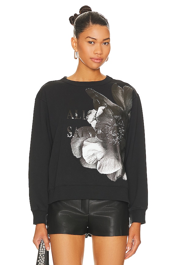 ALLSAINTS Presila Pippa Sweatshirt in Black & White | REVOLVE