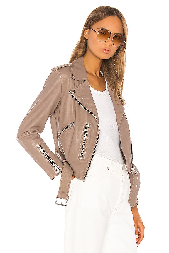 view 2 of 4 Balfern Leather Biker Jacket in Stone