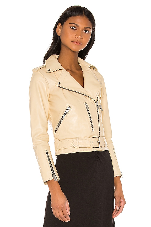 view 2 of 4 Balfern Leather Biker Jacket in Pale Yellow
