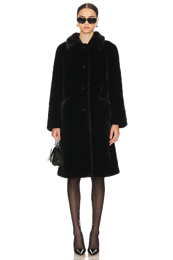 ALLSAINTS Sora Faux Fur Coat in Black | REVOLVE