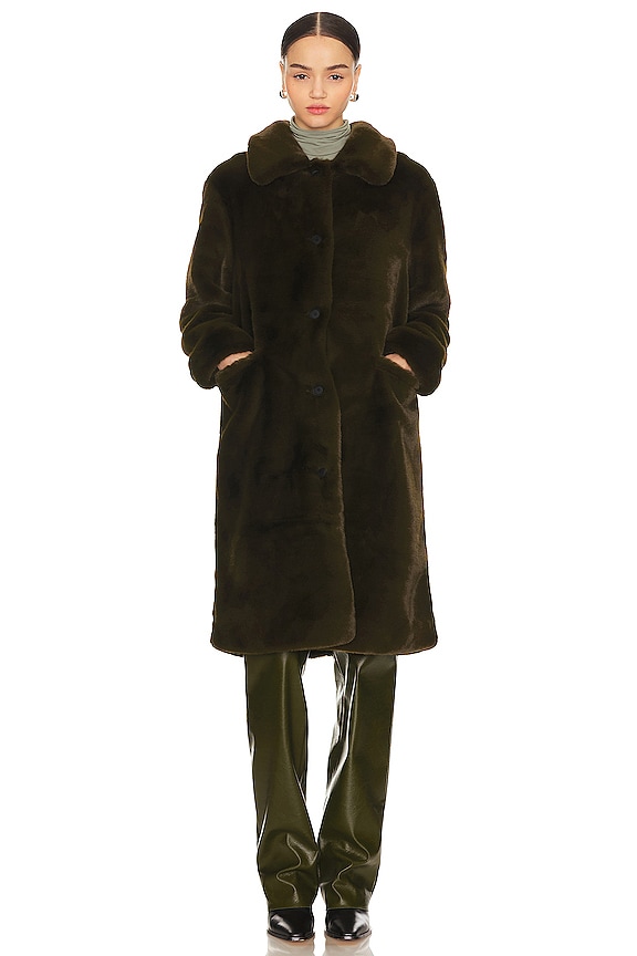 view 2 of 4 Sora Faux Fur Coat in Khaki Green