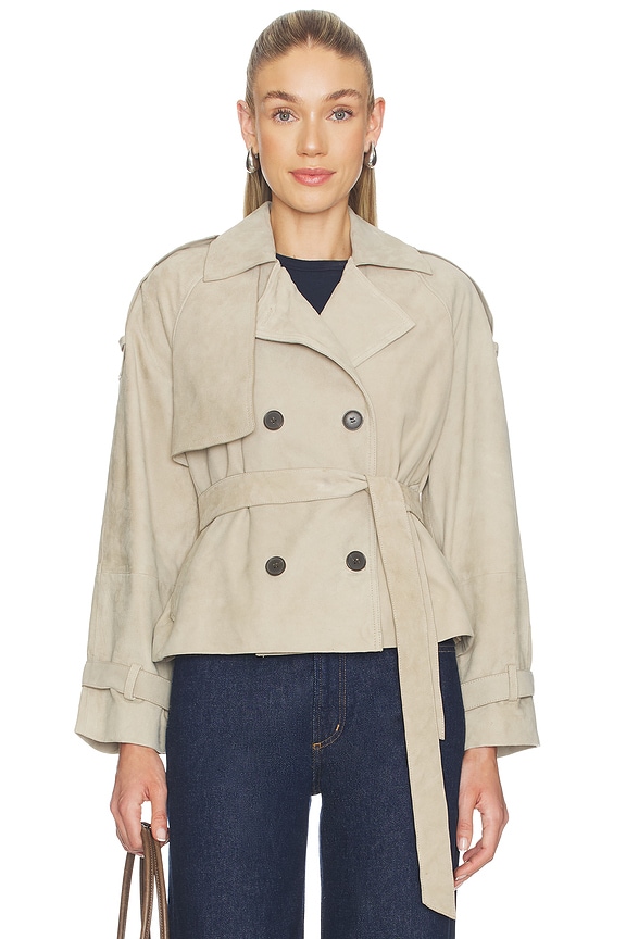 view 1 of 5 CHAQUETA REED SUEDE in Taupe Brown