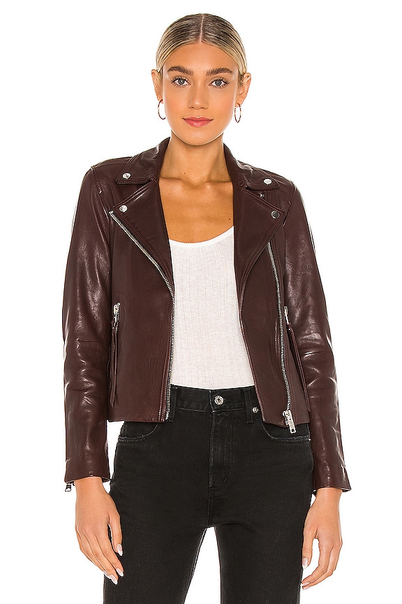 ALLSAINTS Dalby Biker Jacket in Oxblood Brown | REVOLVE