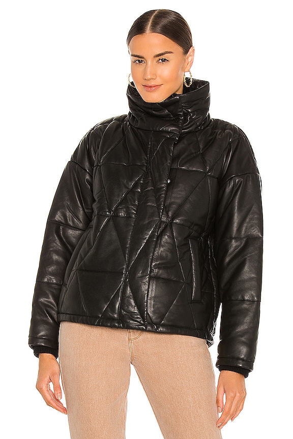 view 2 of 5 Bon Leather Puffer Jacket in Black