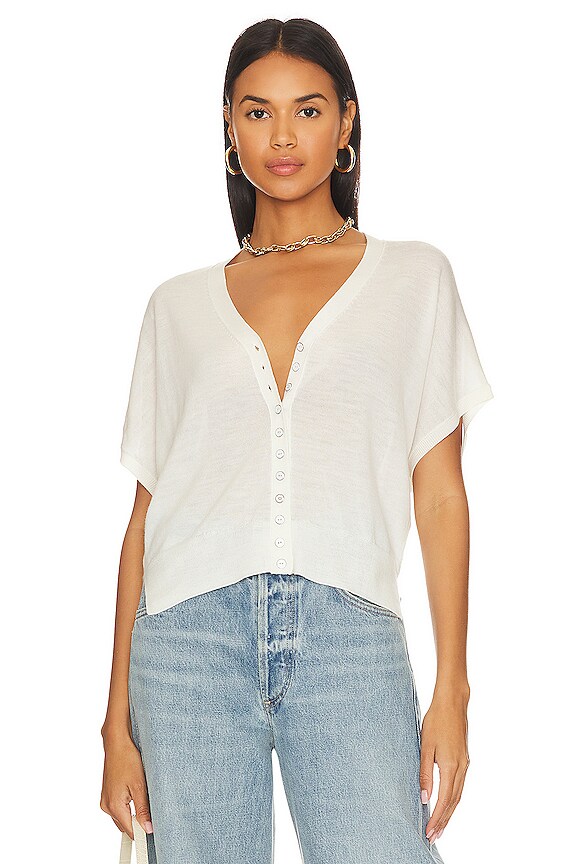 view 1 of 4 Bronte Short Sleeve Cardigan in Chalk White