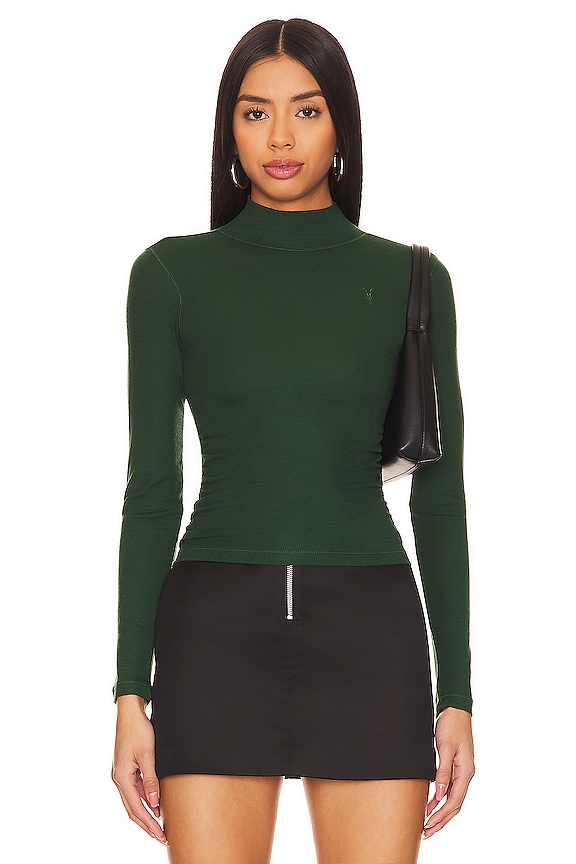 view 2 of 6 Rina Long Sleeve Roll Neck Tee in Sycamore Green