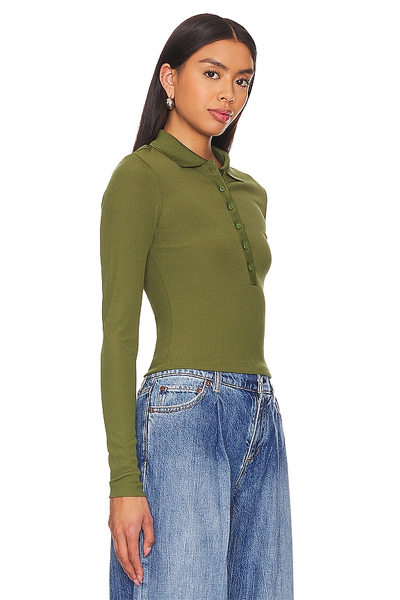 view 2 of 4 Hallie Long Sleeve Polo in Grass Green