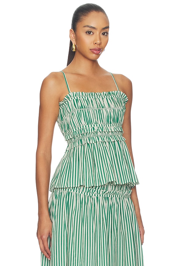 view 2 of 5 Kali Top in Apple Green & White