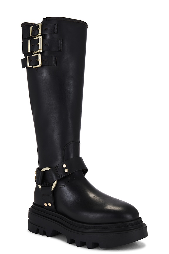 view 2 of 5 Jade Biker Boot in Black & Warm Brass