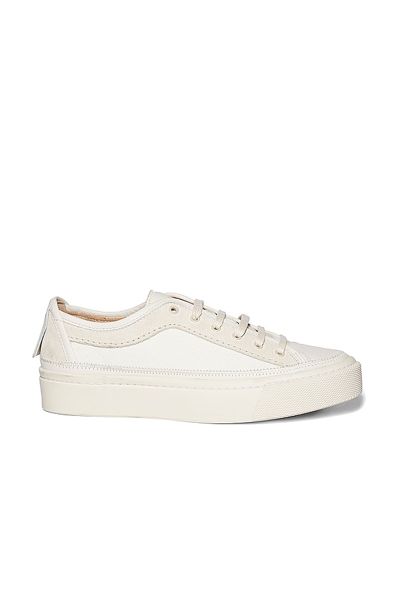 ALLSAINTS Milla Sneaker in Cream Leather and Canvas Mix | REVOLVE