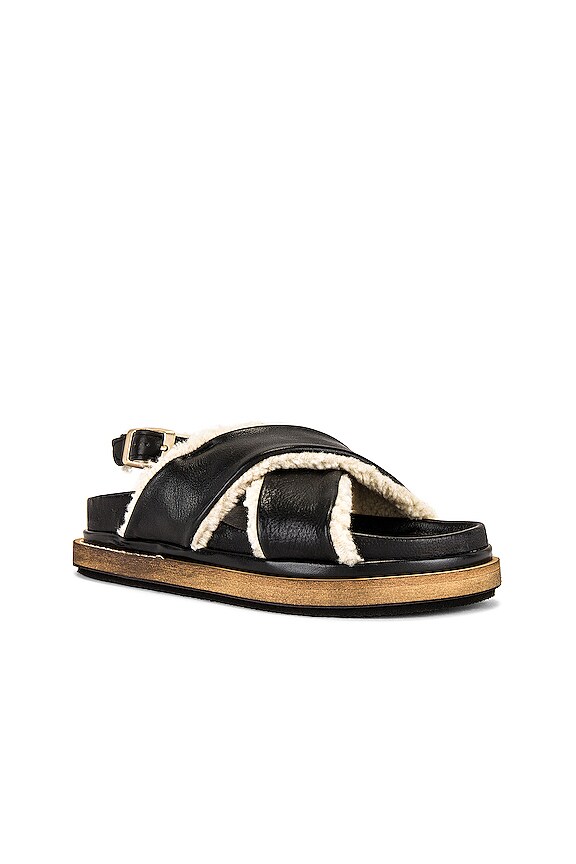 view 2 of 5 Marshmallow Faux Fur-Lined Sandal in Black