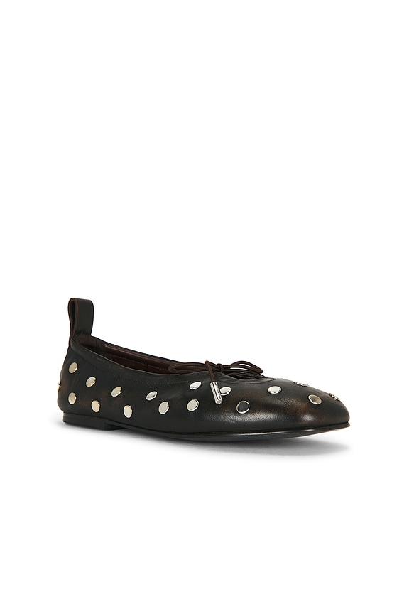 view 2 of 5 ZAPATO PLANO ROSALIND ALL STUDS LEATHER BALLET  in Vintage Effect Brown