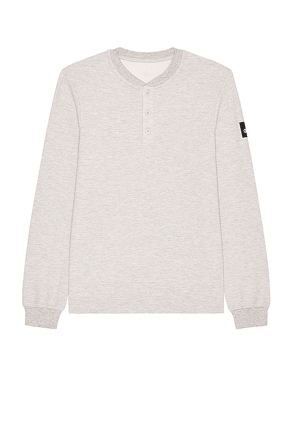 view 1 of 4 Micro Waffle Fast Break Henley in Heather Grey
