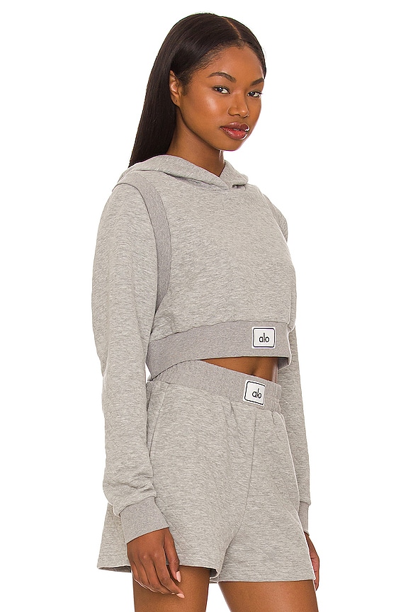 view 2 of 4 Quilted Arena Cropped Hoodie in Heather Grey