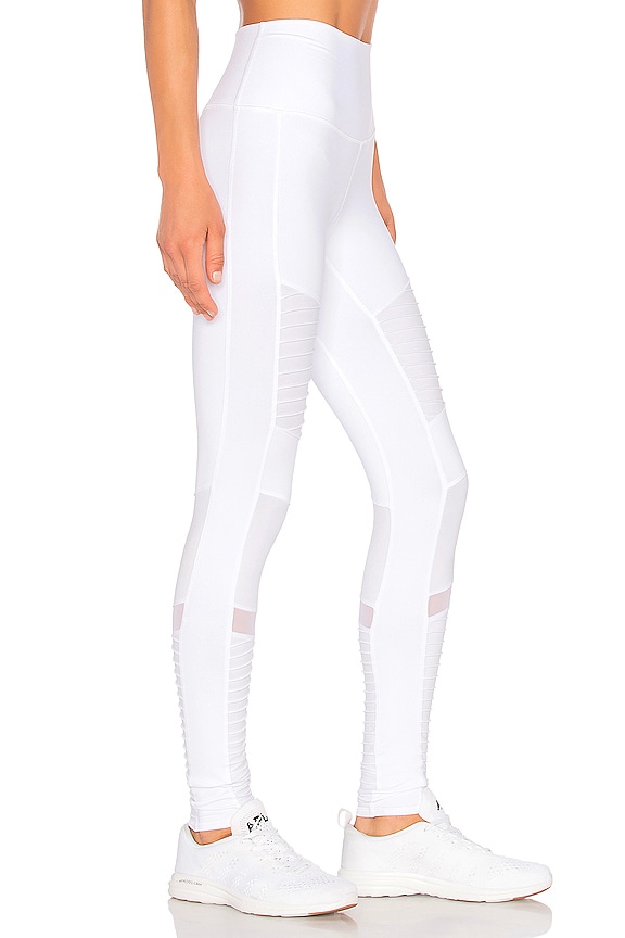 view 2 of 4 High Waist Moto Legging in White & White Glossy