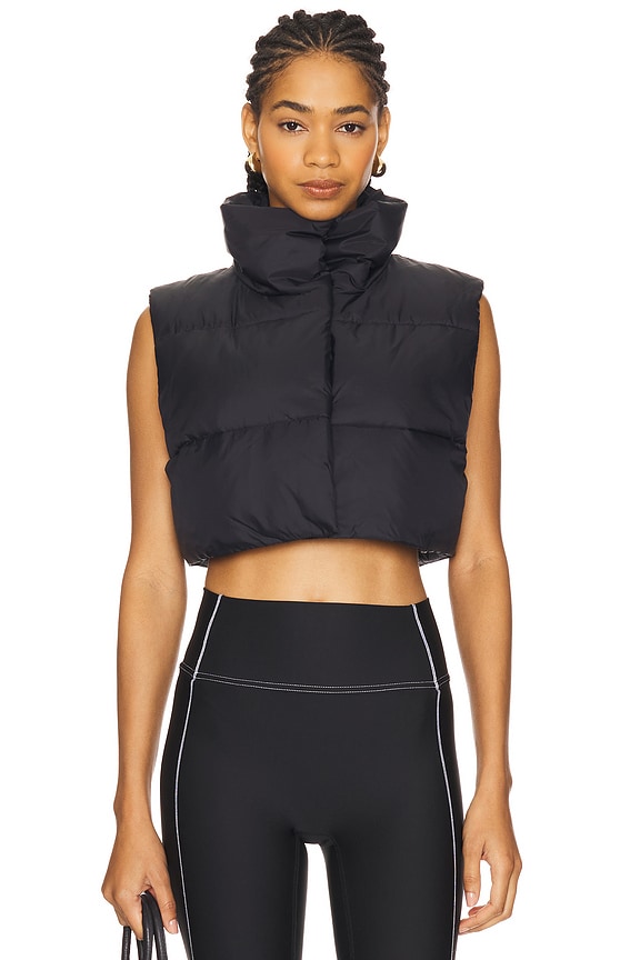 view 2 of 5 Extreme Cropped Gold Rush Puffer Vest in Black