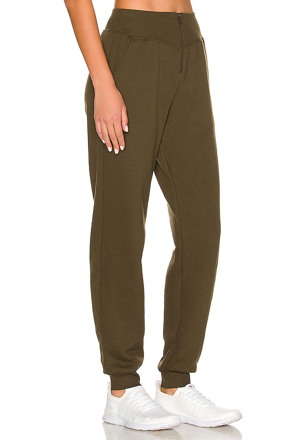 view 2 of 4 Slick Zip Front Sweatpant in Dark Olive