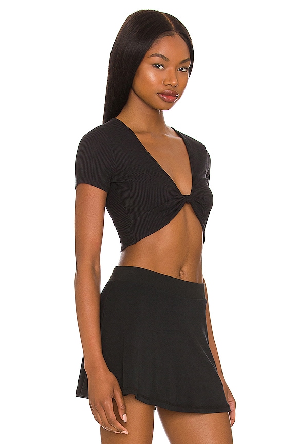 view 2 of 4 Ribbed Knotty Short Sleeve in Black