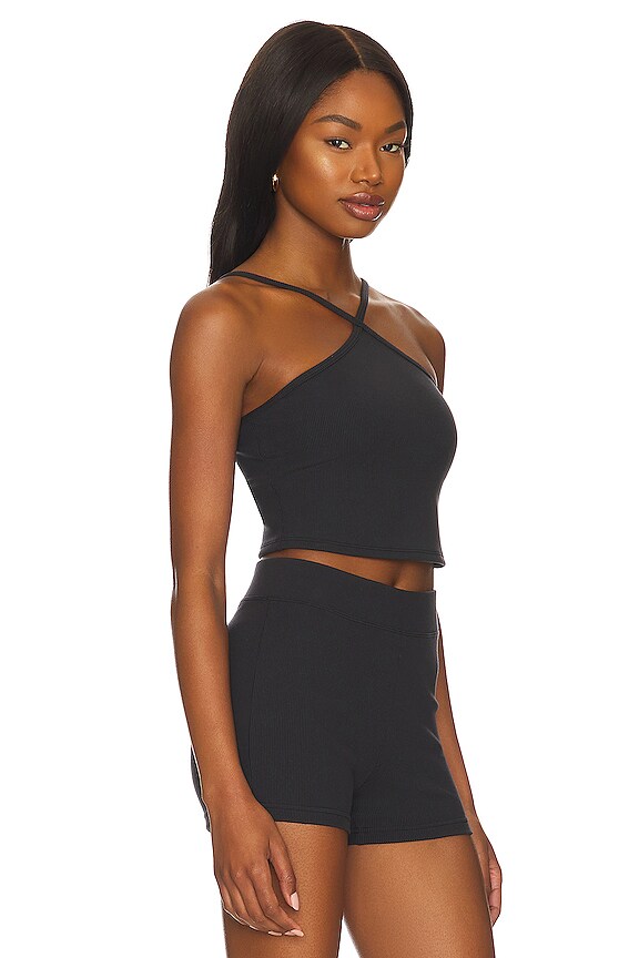 view 2 of 4 Goddess Ribbed Cross Crop Top in Black