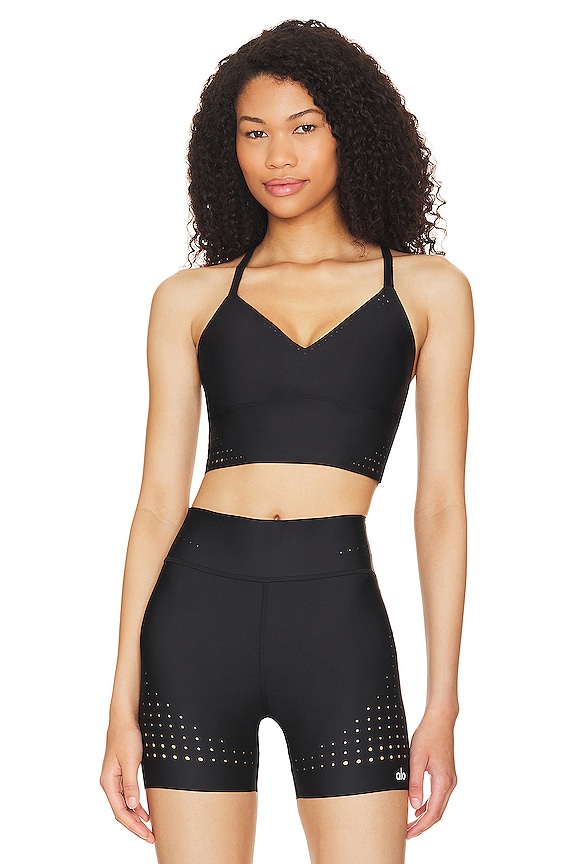 alo Airlift Laser Cut Speedy Bra Tank in Black | REVOLVE