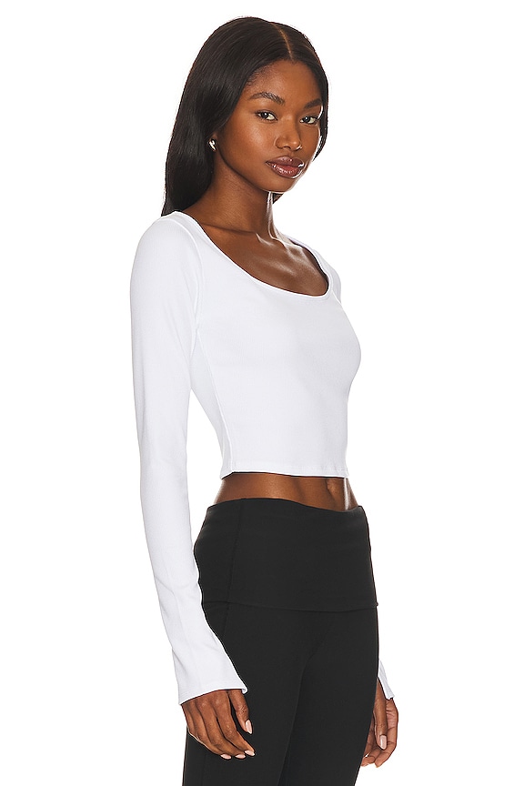 view 2 of 4 Alosoft Form Long Sleeve Top in White