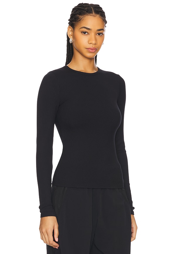 view 2 of 4 Ribbed Modal Long Sleeve Top in Black