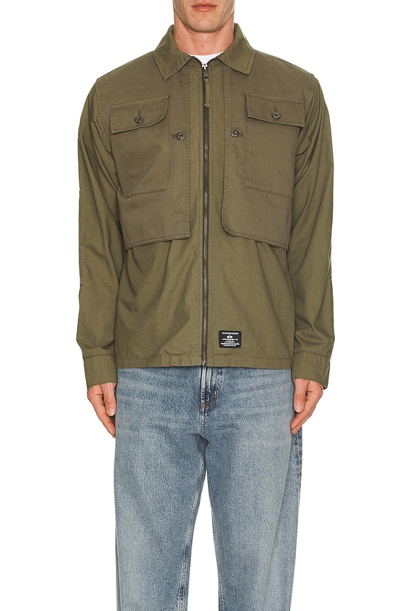 view 4 of 4 Long Sleeve P-44 Overshirt in Green