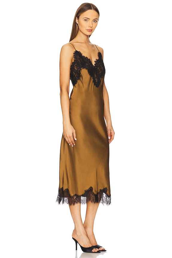 view 2 of 3 LENNON 레이스 디테일 슬립 원피스 in Mocha & Black