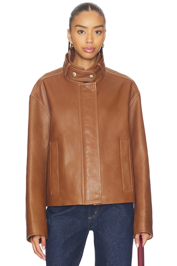 view 2 of 5 BLOUSON EN CUIR HUDSON in Oiled Oak