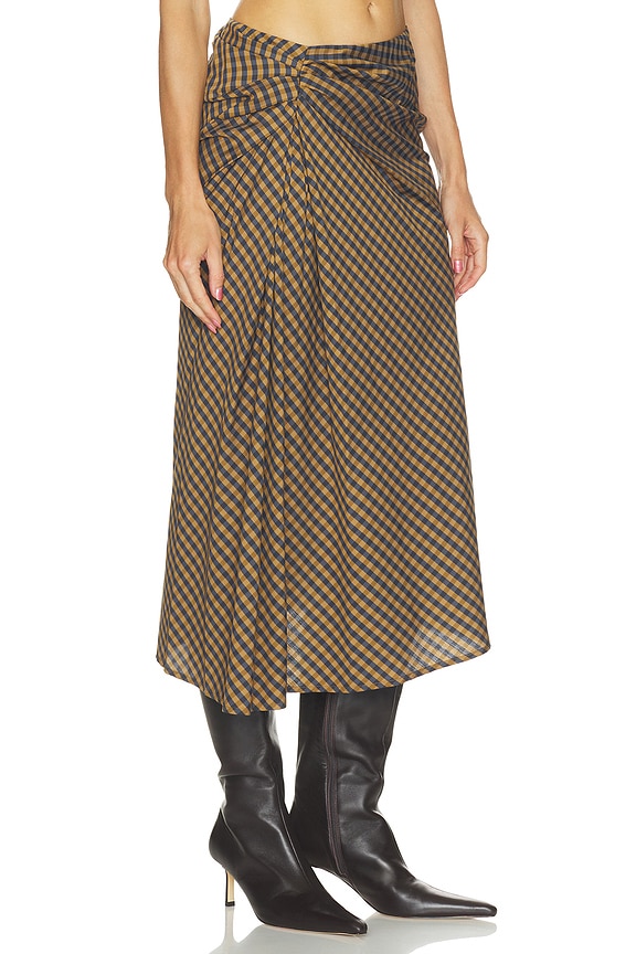 view 2 of 6 Jean Skirt in Pecan & Navy