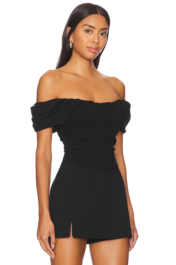 view 2 of 4 ТОП СО СПУЩЕННЫМИ ПЛЕЧАМИ NORA in Black