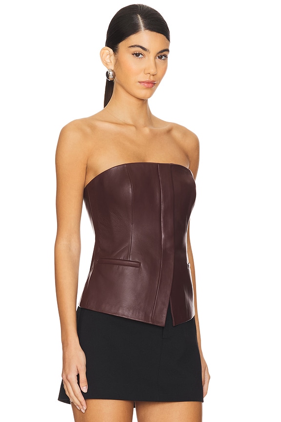 view 2 of 4 Renee Leather Top in Umber