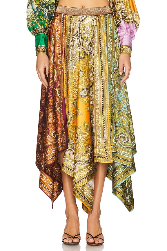 view 2 of 7 Clemenza Spliced Scarf Silk Skirt in Multi