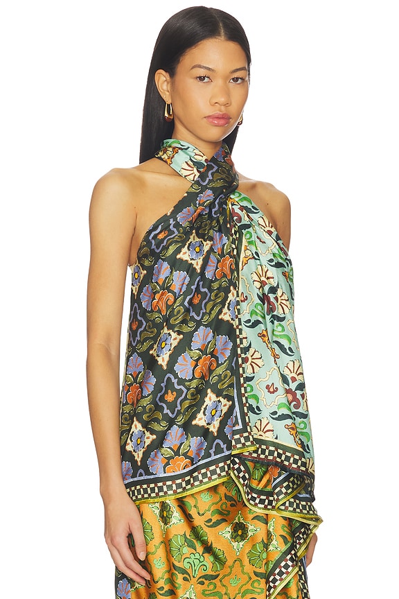 view 2 of 5 Cece Spliced Silk Top in Multi