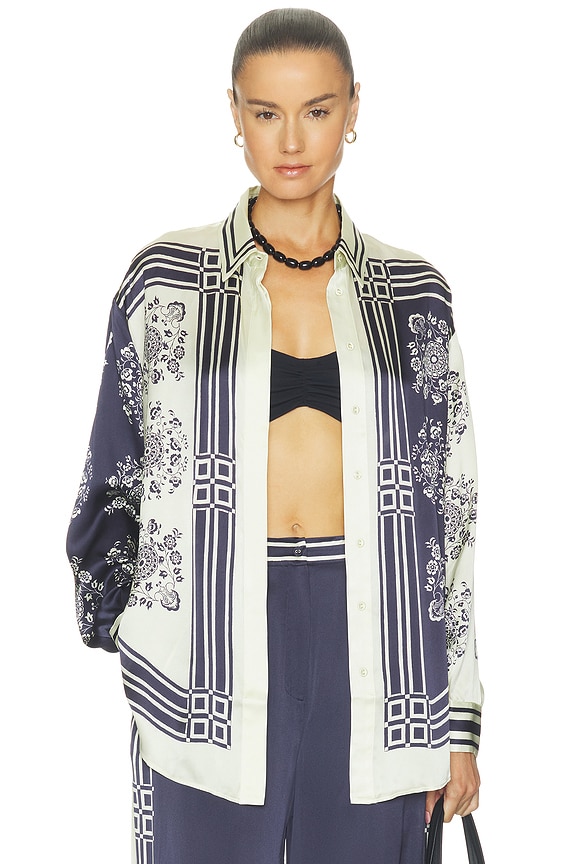 view 2 of 5 Banderra Scarf Silk Shirt in Ink